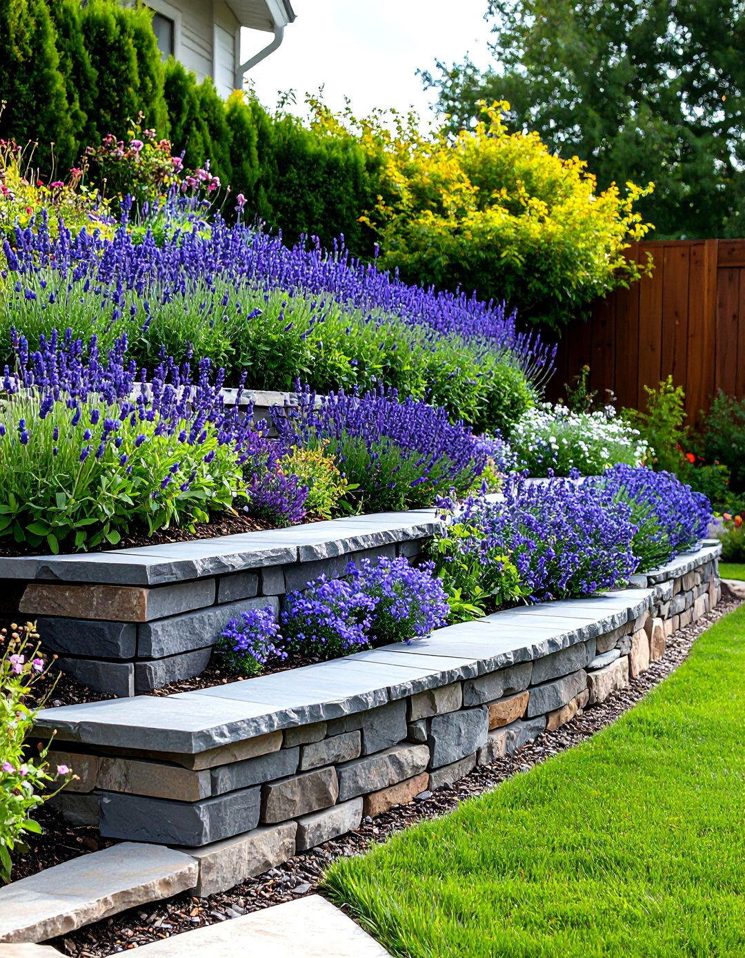 Tiered Retaining Wall Flower Bed - 30 backyard flower bed ideas
