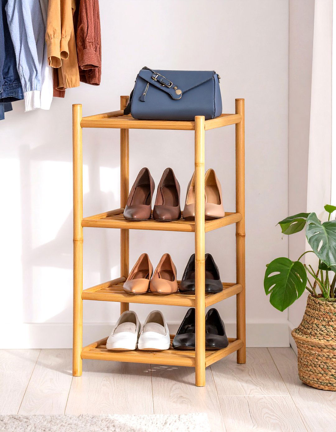 Tiered Shelving for Shoes - 30 small closet shelving ideas