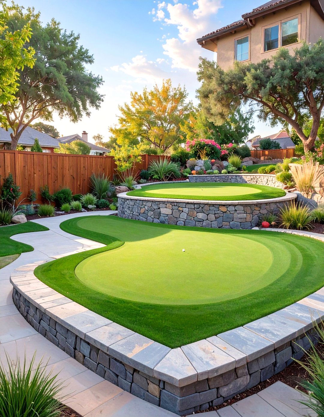 Tiered Small Backyard Putting Green - 30 small backyard putting green ideas