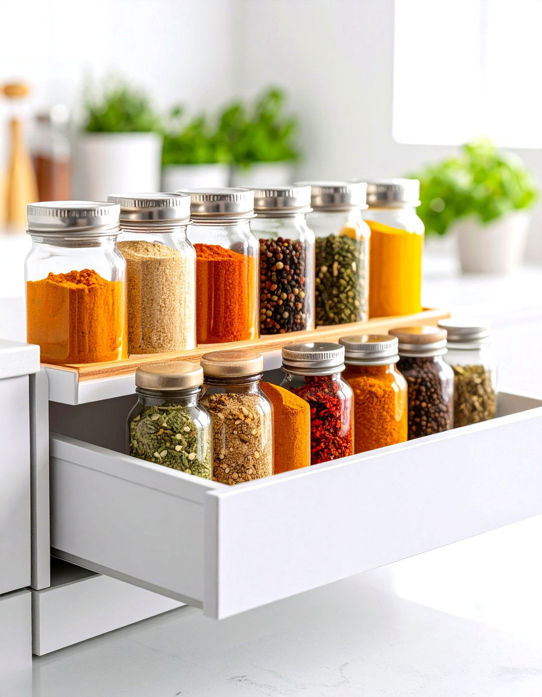 Tiered Spice Drawer Inserts - 30 kitchen drawer organizer ideas