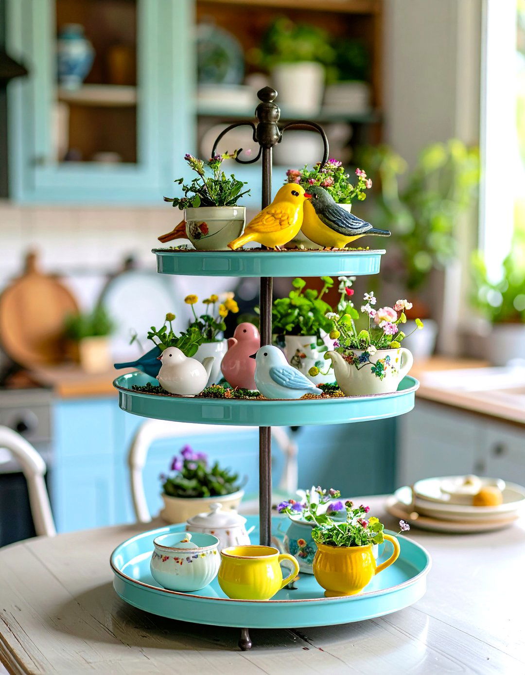 Tiered Tray Display - 30 kitchen table decorations ideas