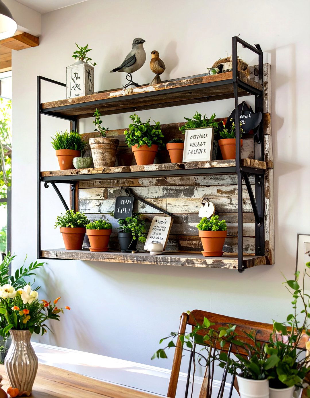 Tiered Tray Wall Shelf - 30 modern farmhouse wall decor ideas