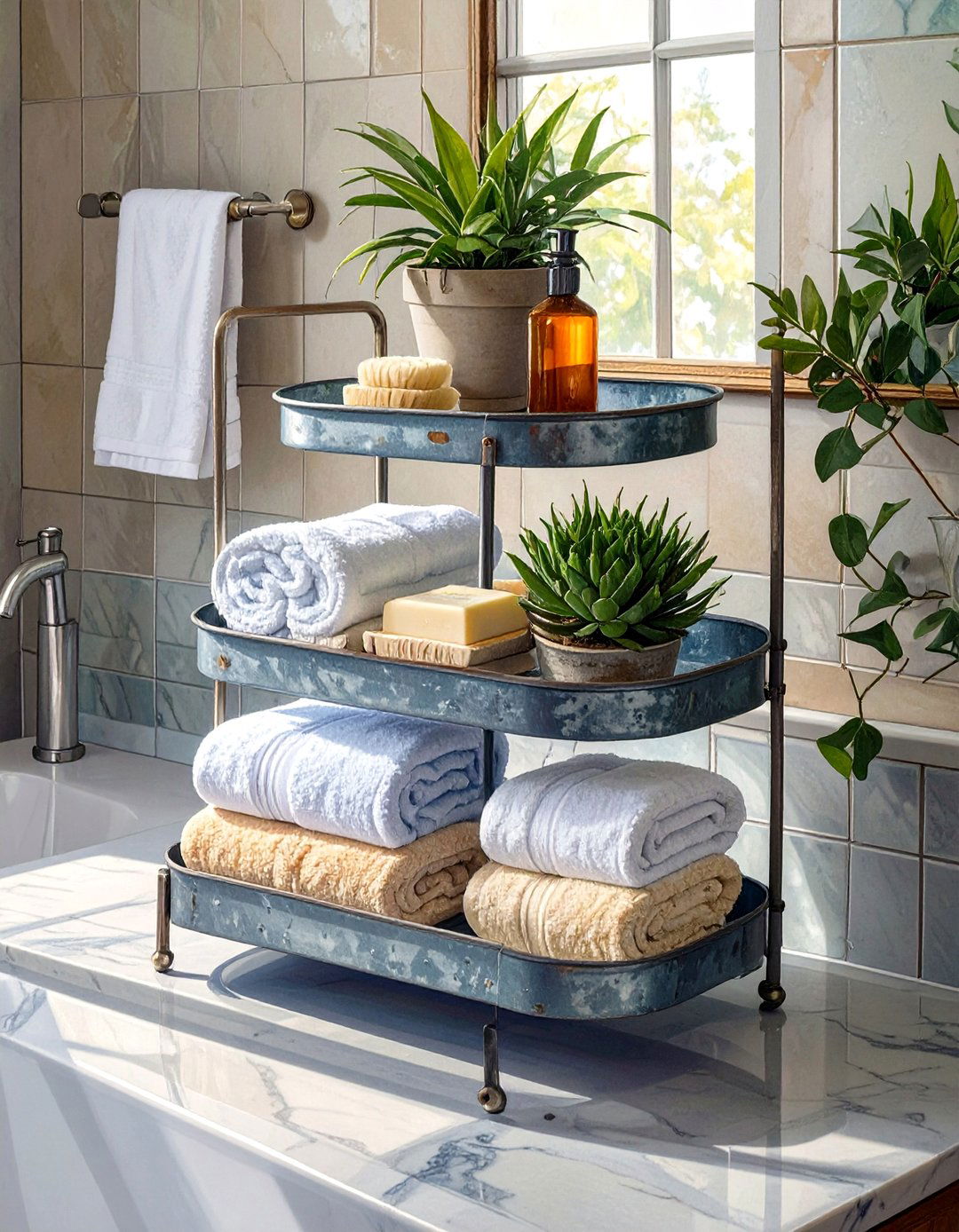Tiered Trays for Countertop Organization - 30 bathroom organization ideas