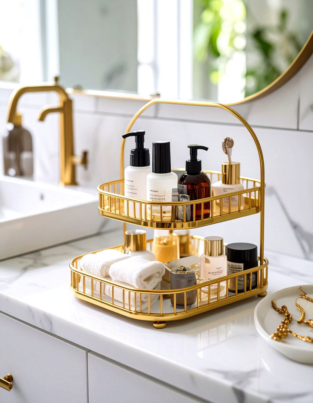 Tiered Vanity Tray Organizer - 30 teen bathroom ideas