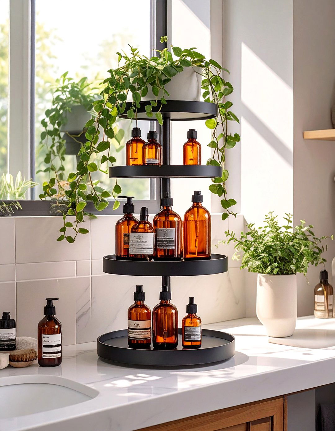 Tiered Vertical Storage Stand - 30 bathroom counter organization ideas