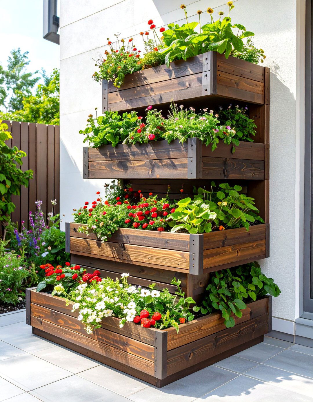 Tiered Wooden Planter Box - 30 vertical garden ideas
