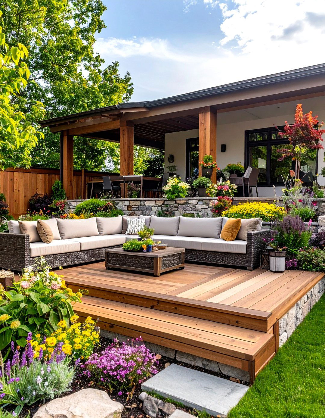 Tiered or Multi Level Patio Layout - 30 patio furniture layout ideas