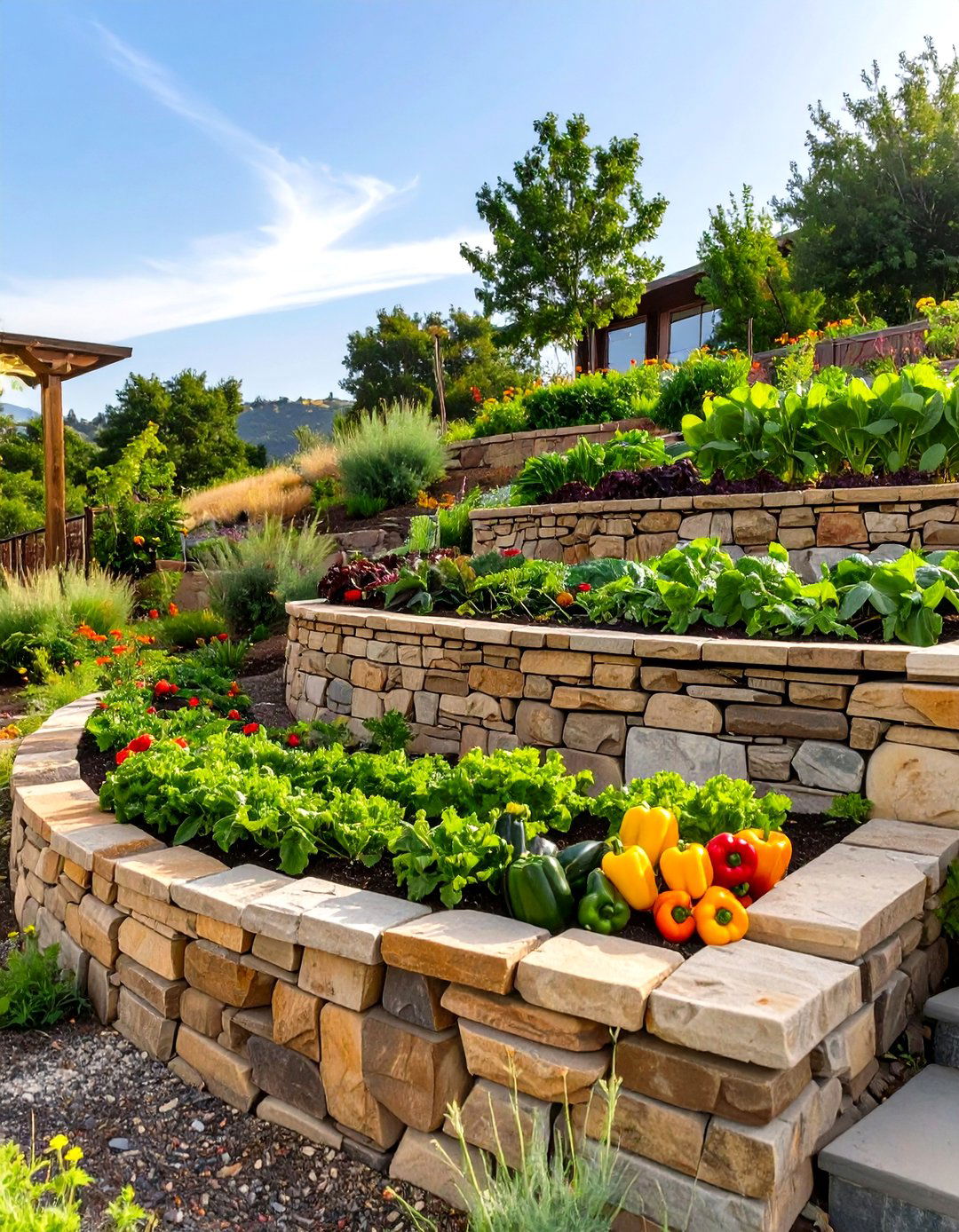 Tiered or Terraced Vegetable Garden - 30 vegetable garden design ideas
