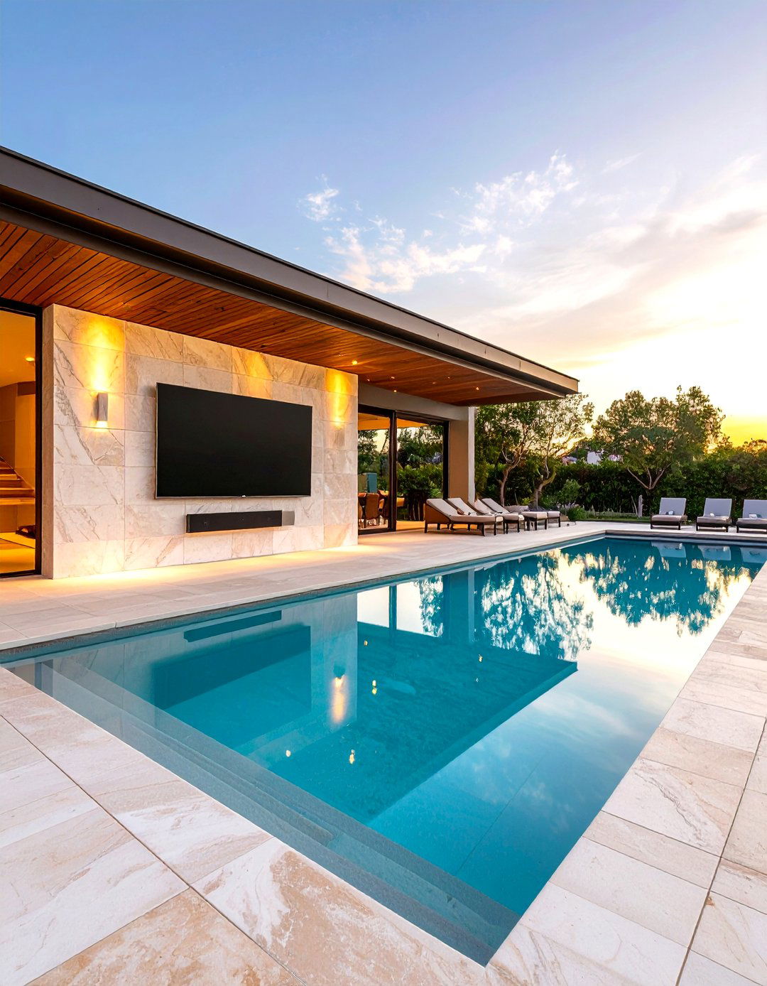 Tile Covered Outdoor TV Wall - 30 outdoor tv wall ideas