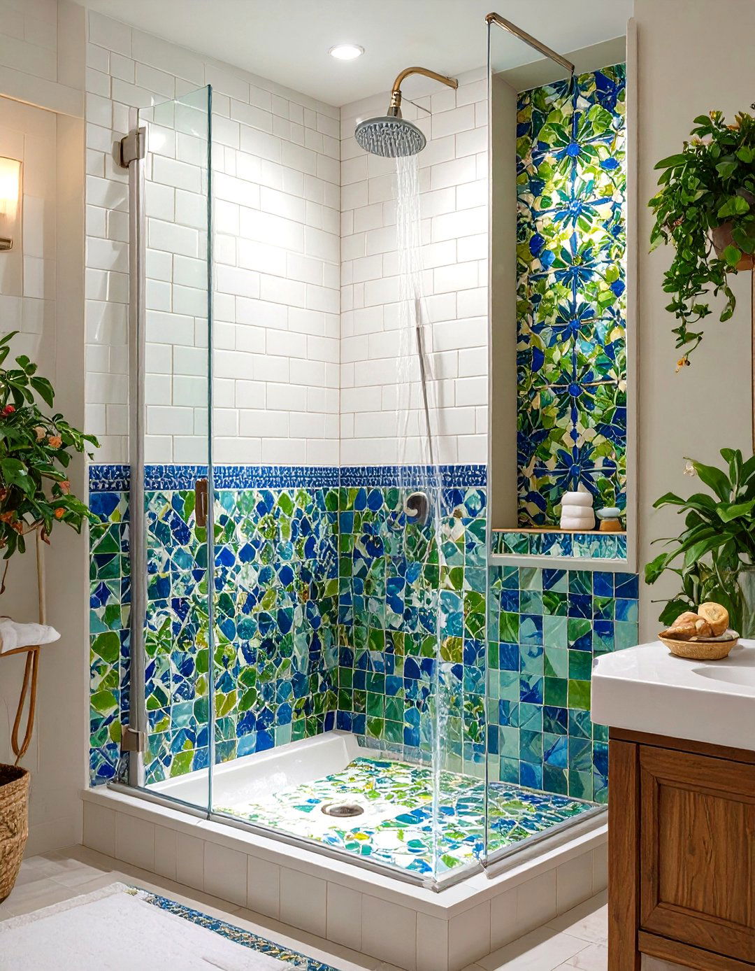 Tiled Shower with a Built In Niche - 30 tiled shower ideas