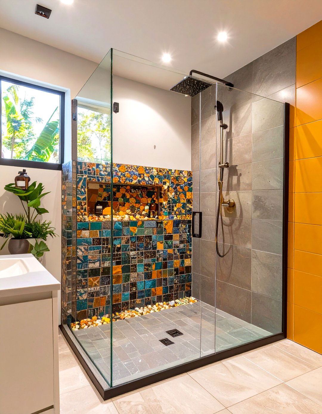 Tiled Shower with a Half Wall - 30 tiled shower ideas