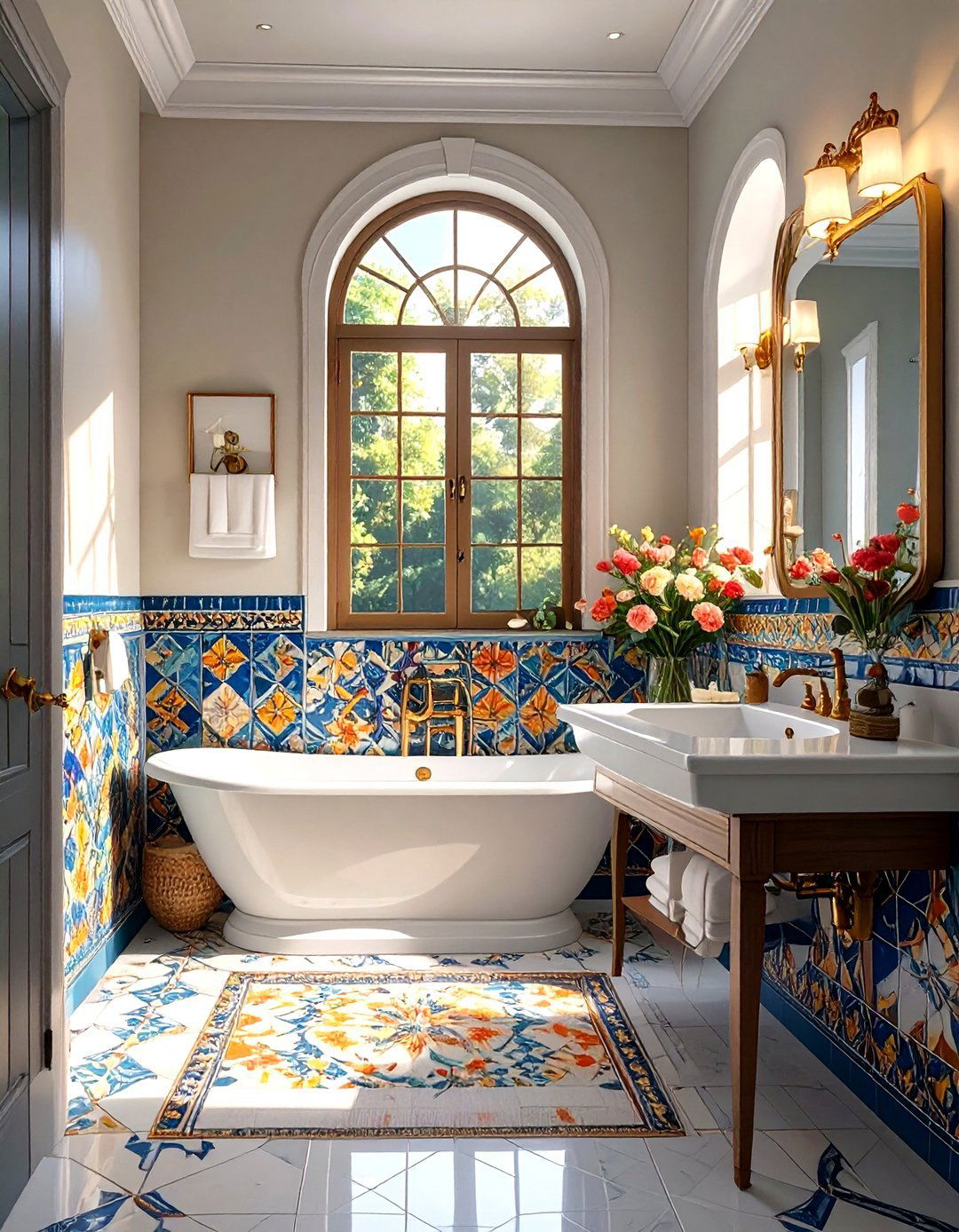 Tiled Wainscoting in a Bathroom - 30 tiled bathroom ideas