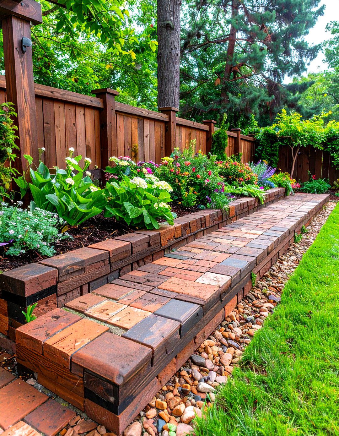 Timber Beam Patio Edging - 30 patio edging ideas