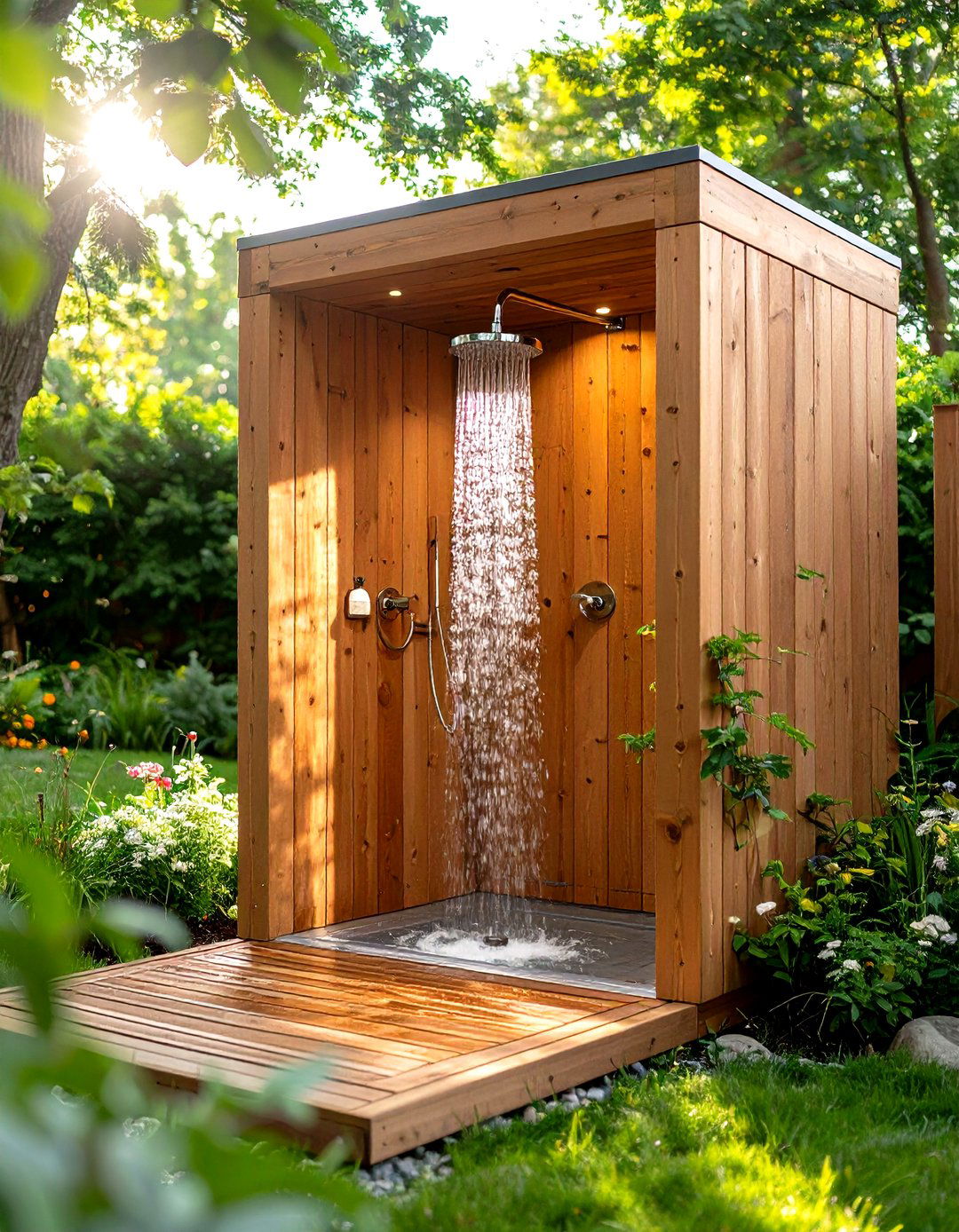 Timber Framed Outdoor Shower Enclosure - 30 landscape timber ideas