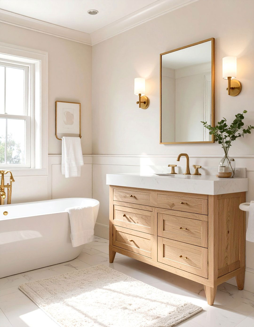 Timeless Creamy White Bathroom - 30 bathroom painting ideas