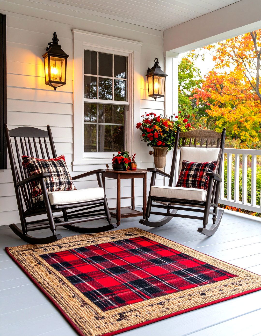 Timeless Plaid Porch Rug - 30 front porch rug ideas