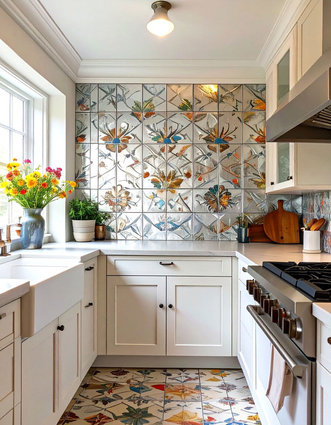 Tin Ceiling Tile Backsplash - 30 white cabinet kitchen backsplash ideas