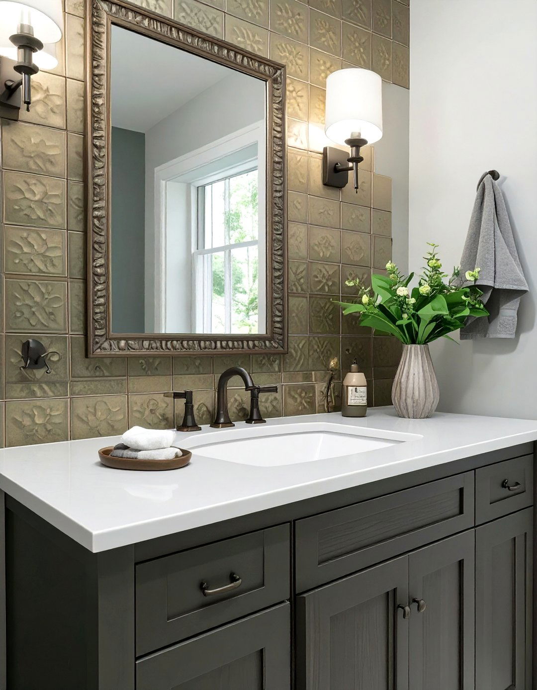 Tin Tile Bathroom Backsplash - 30 cheap bathroom backsplash ideas