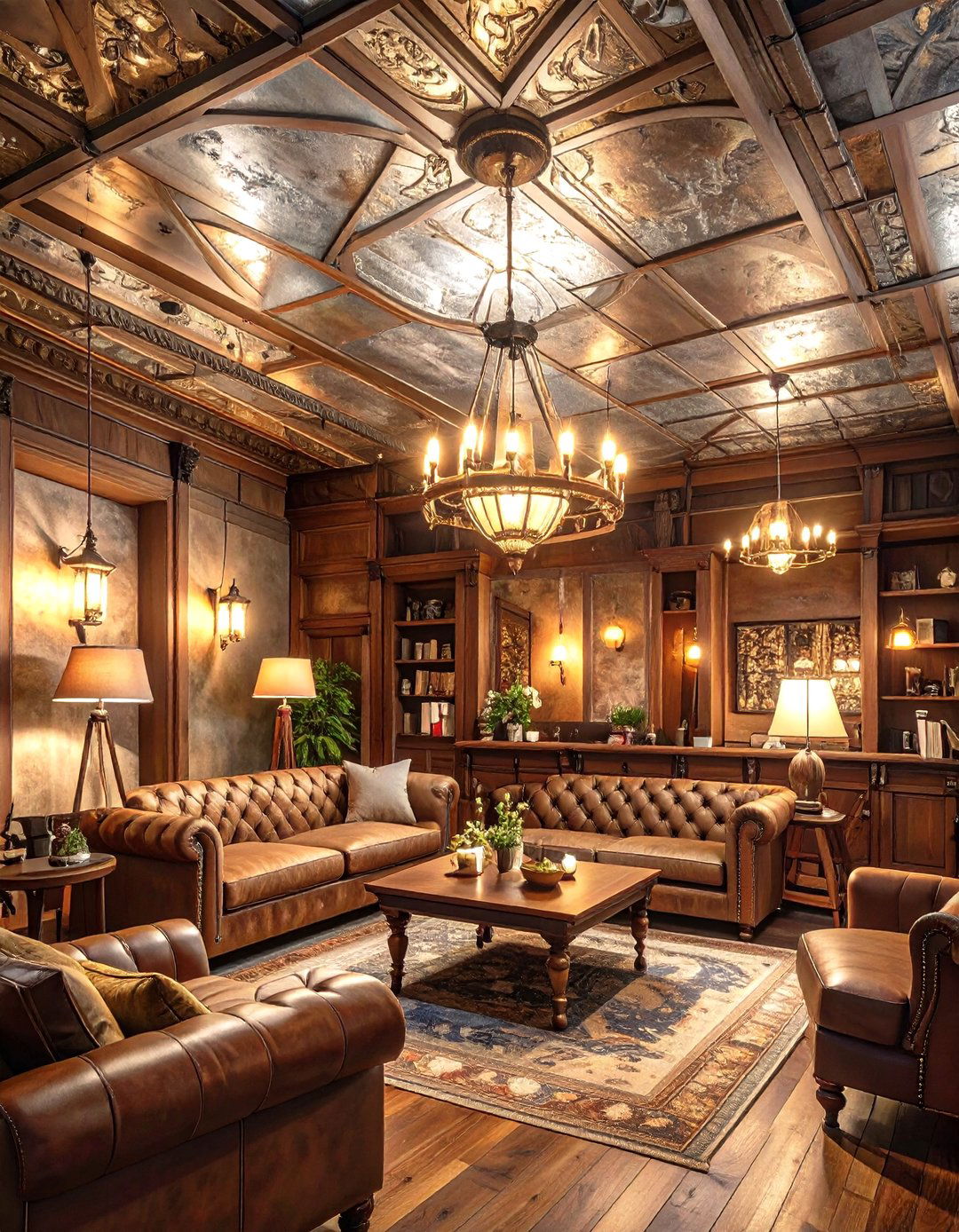 Tin Tile Vintage Speakeasy - 30 low basement ceiling ideas