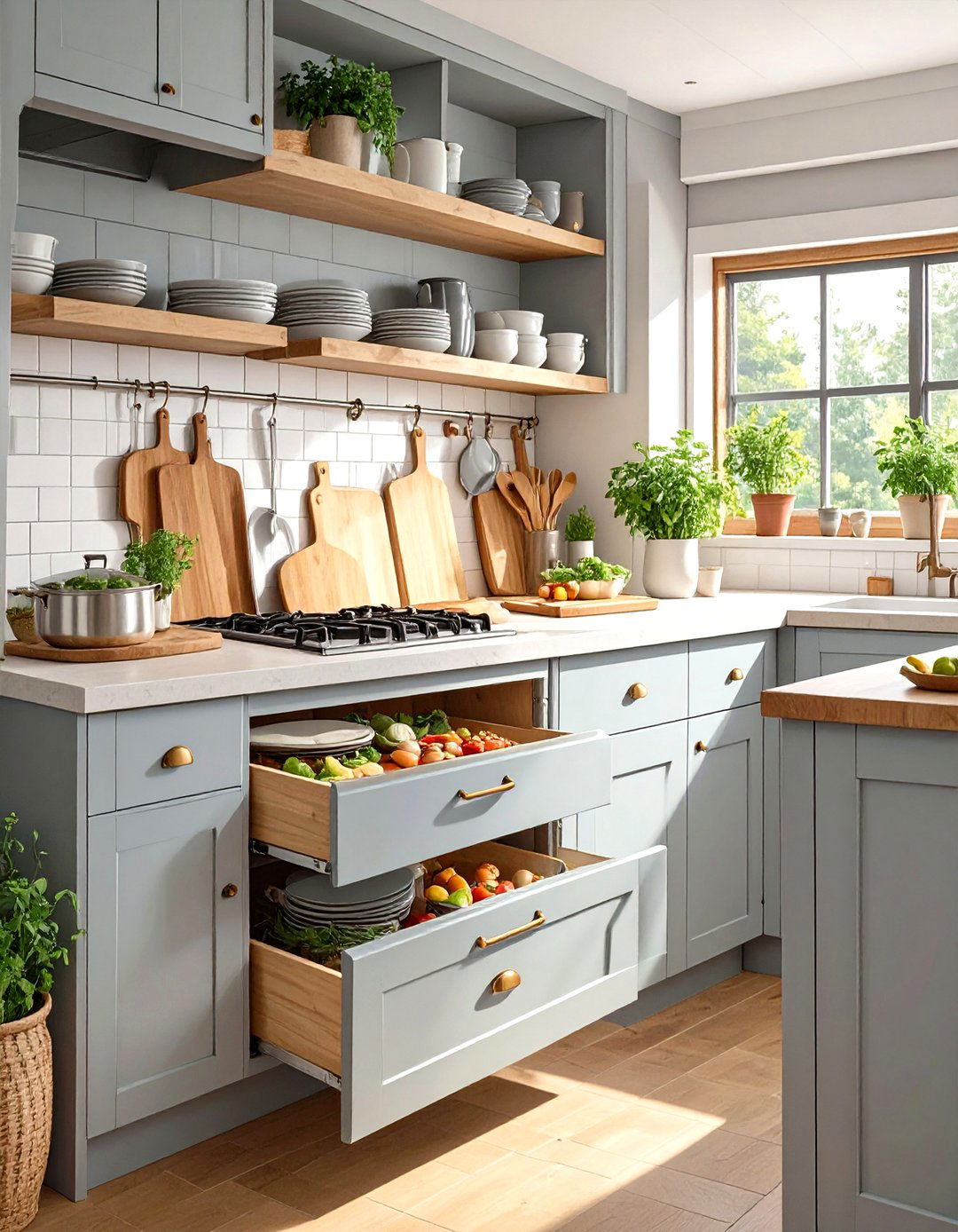 Tiny House Kitchen with Toe Kick Storage Drawers - 30 tiny house kitchen ideas