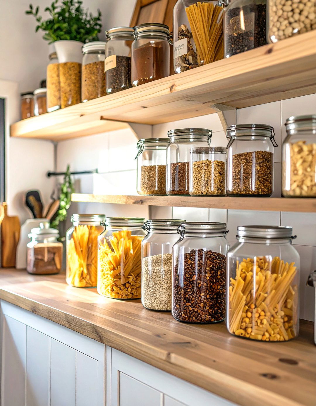 Tiny House Kitchen with Uniform Storage Jars - 30 tiny house kitchen ideas