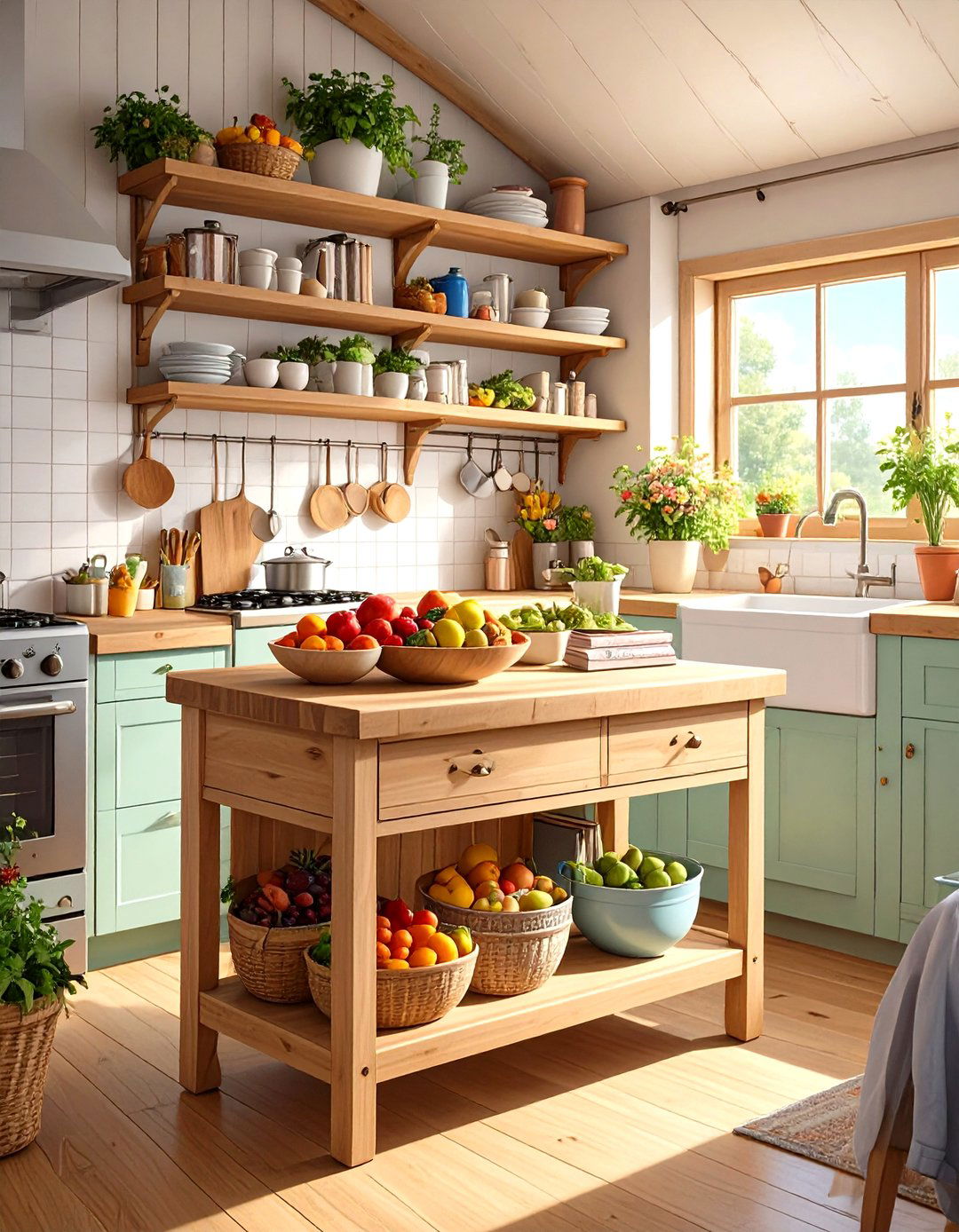 Tiny House Kitchen with a Rolling Kitchen Cart - 30 tiny house kitchen ideas