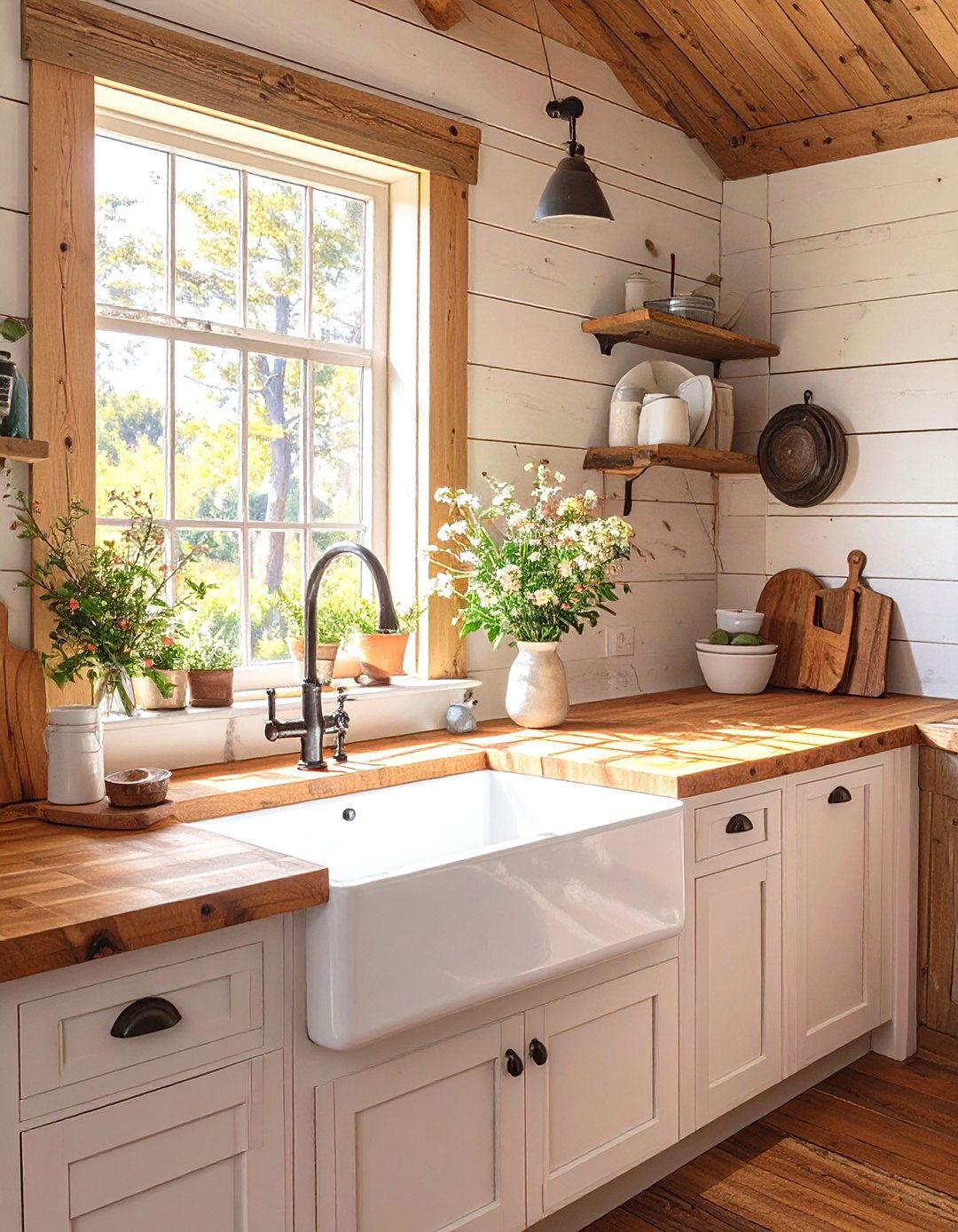 Tiny House Kitchen with a Single Basin Farmhouse Sink - 30 tiny house kitchen ideas