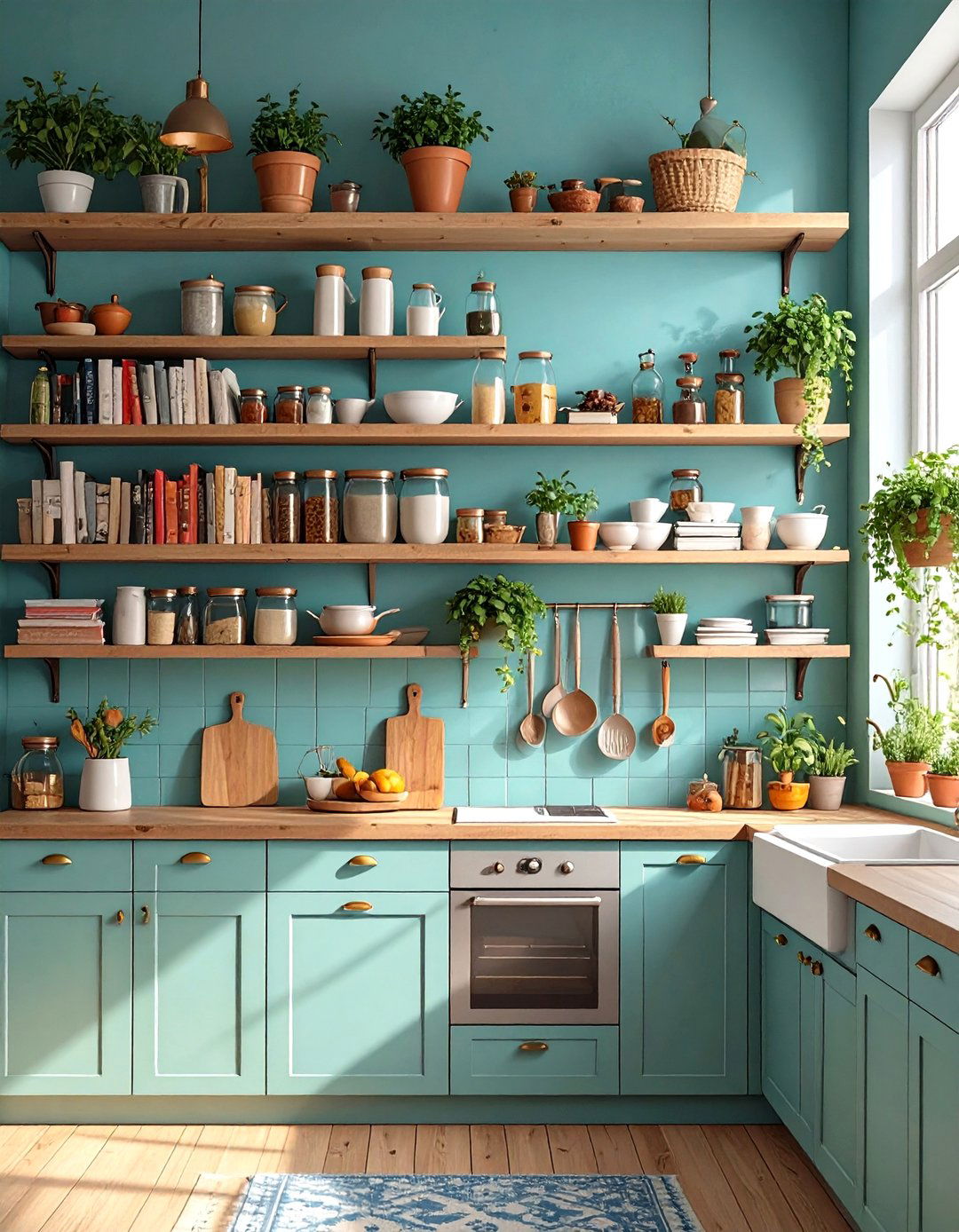 Tiny Kitchen with Multi Level Shelving - 30 tiny kitchen ideas