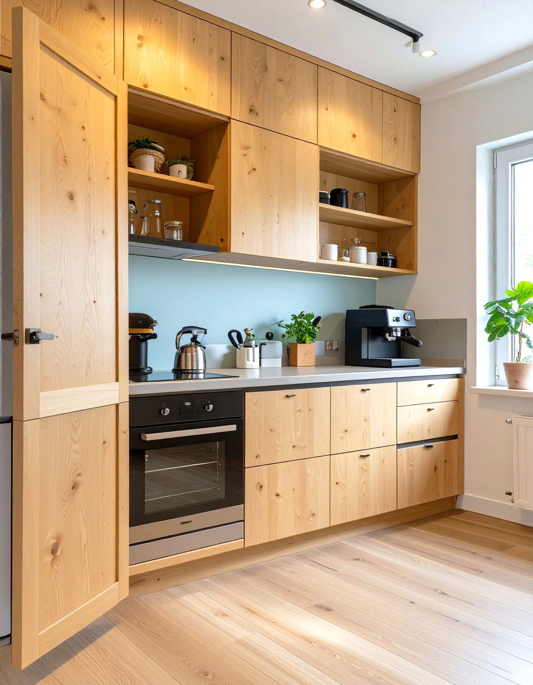 Tiny Kitchen with Pocket Doors on Cabinets - 30 tiny kitchen ideas