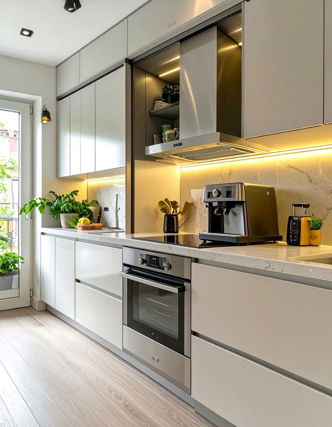 Tiny Kitchen with a Built In Appliance Garage - 30 tiny kitchen ideas
