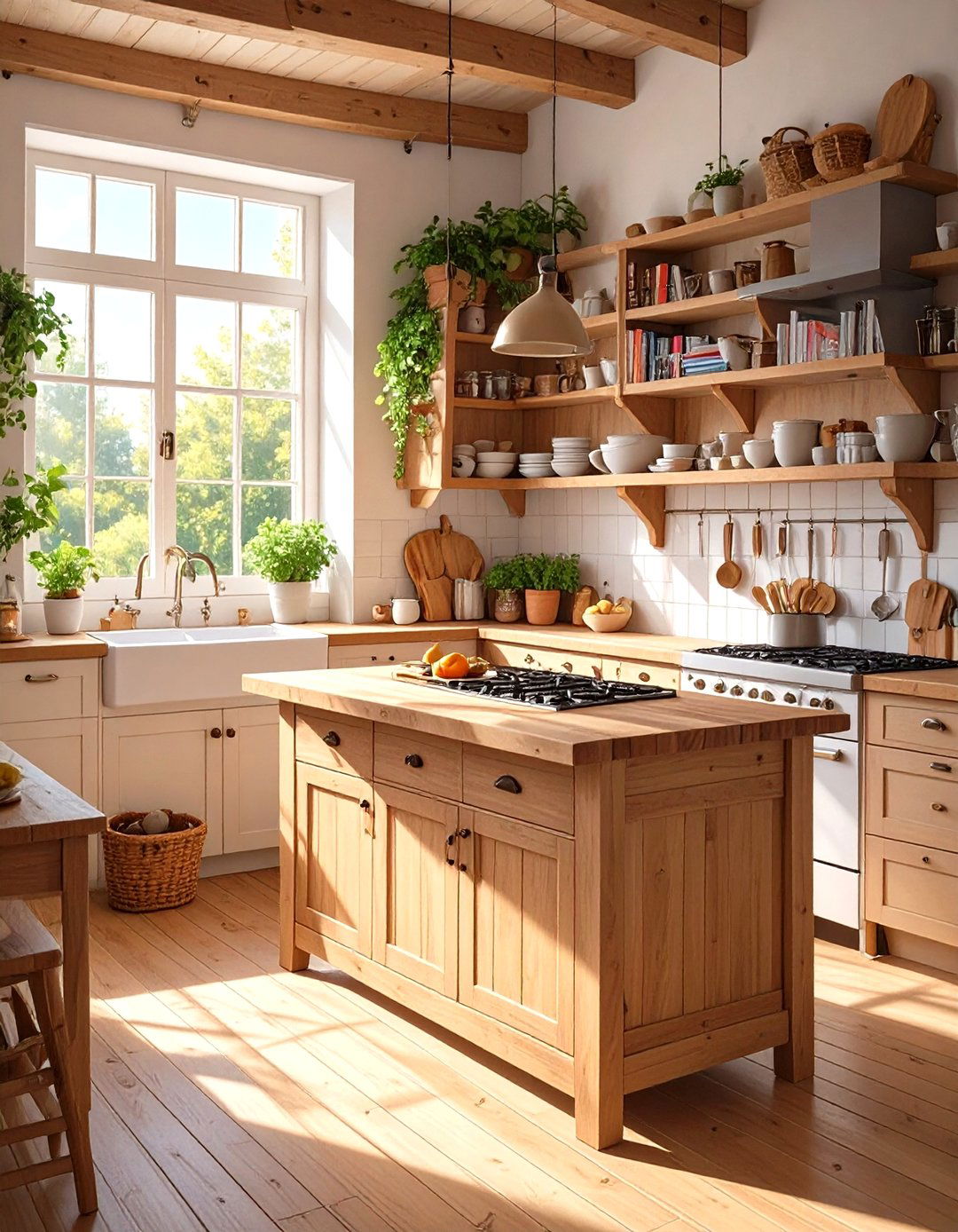 Tiny Kitchen with a Movable Island Cart - 30 tiny kitchen ideas