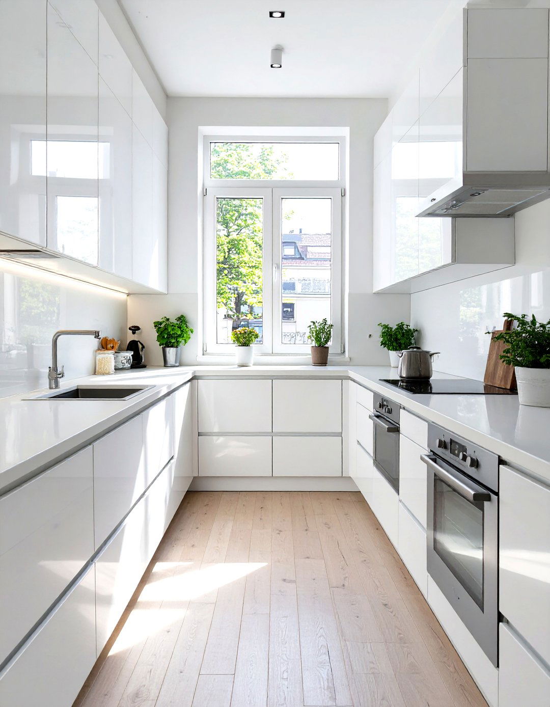 Tiny Kitchen with a Reflective High Gloss Finish - 30 tiny kitchen ideas