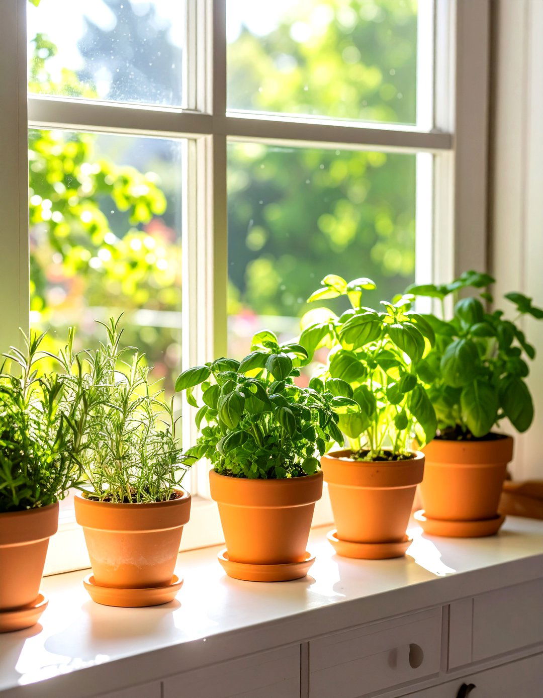 Tiny Kitchen with a Window Sill Herb Garden - 30 tiny kitchen ideas