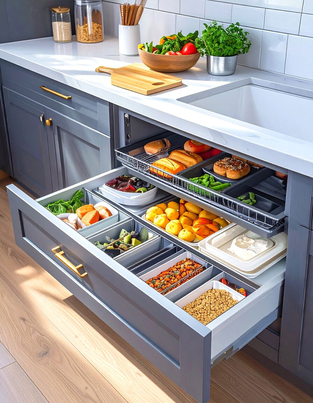 Toe Kick Drawer Pantry Storage - 30 small kitchen pantry ideas