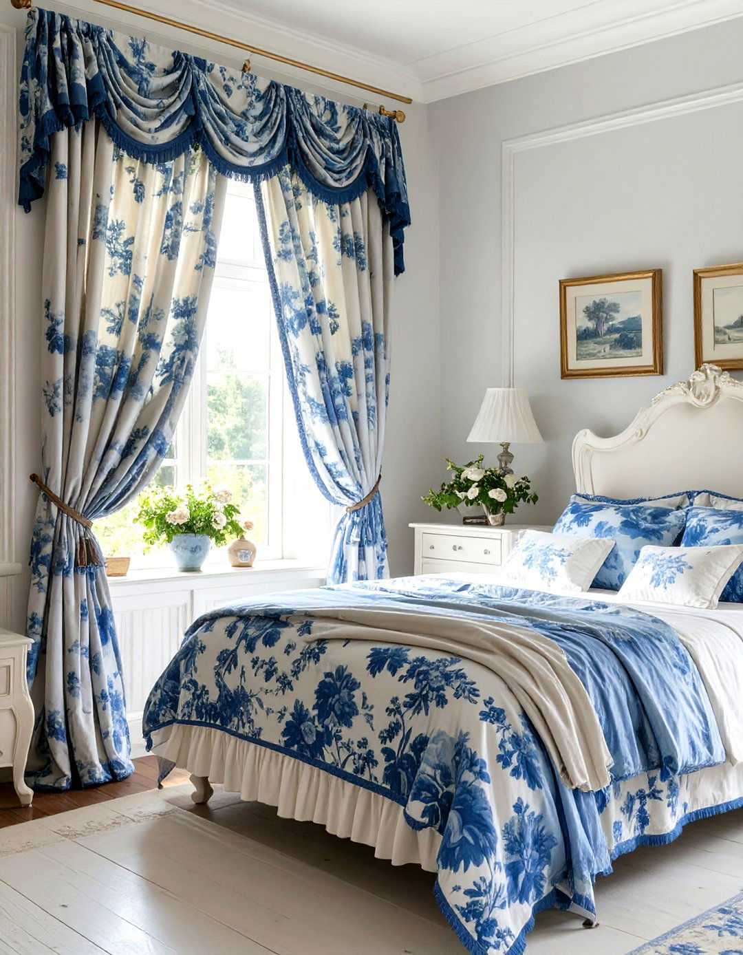 Toile Print Curtains for a French Country Bedroom - 30 curtains for bedroom ideas