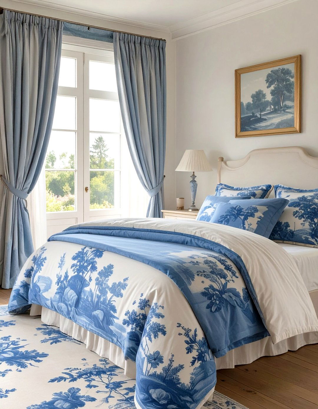 Toile de Jouy Fabric - 30 vintage bedroom ideas