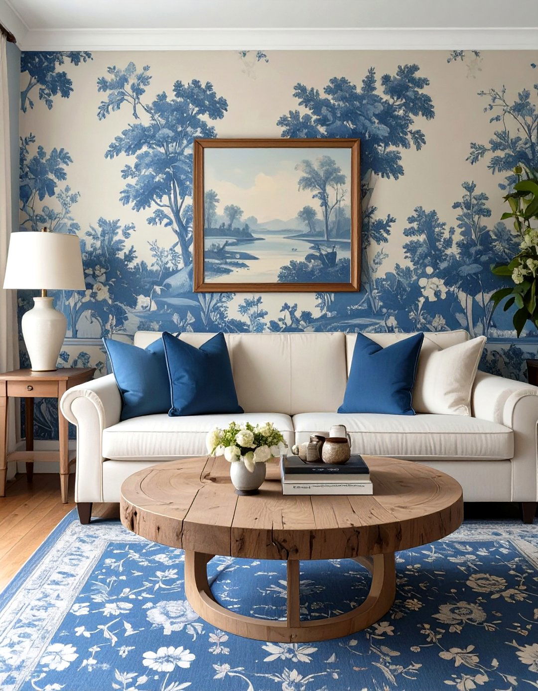 Toile de Jouy Living Room Wallpaper - 30 classy wallpaper designs for living room