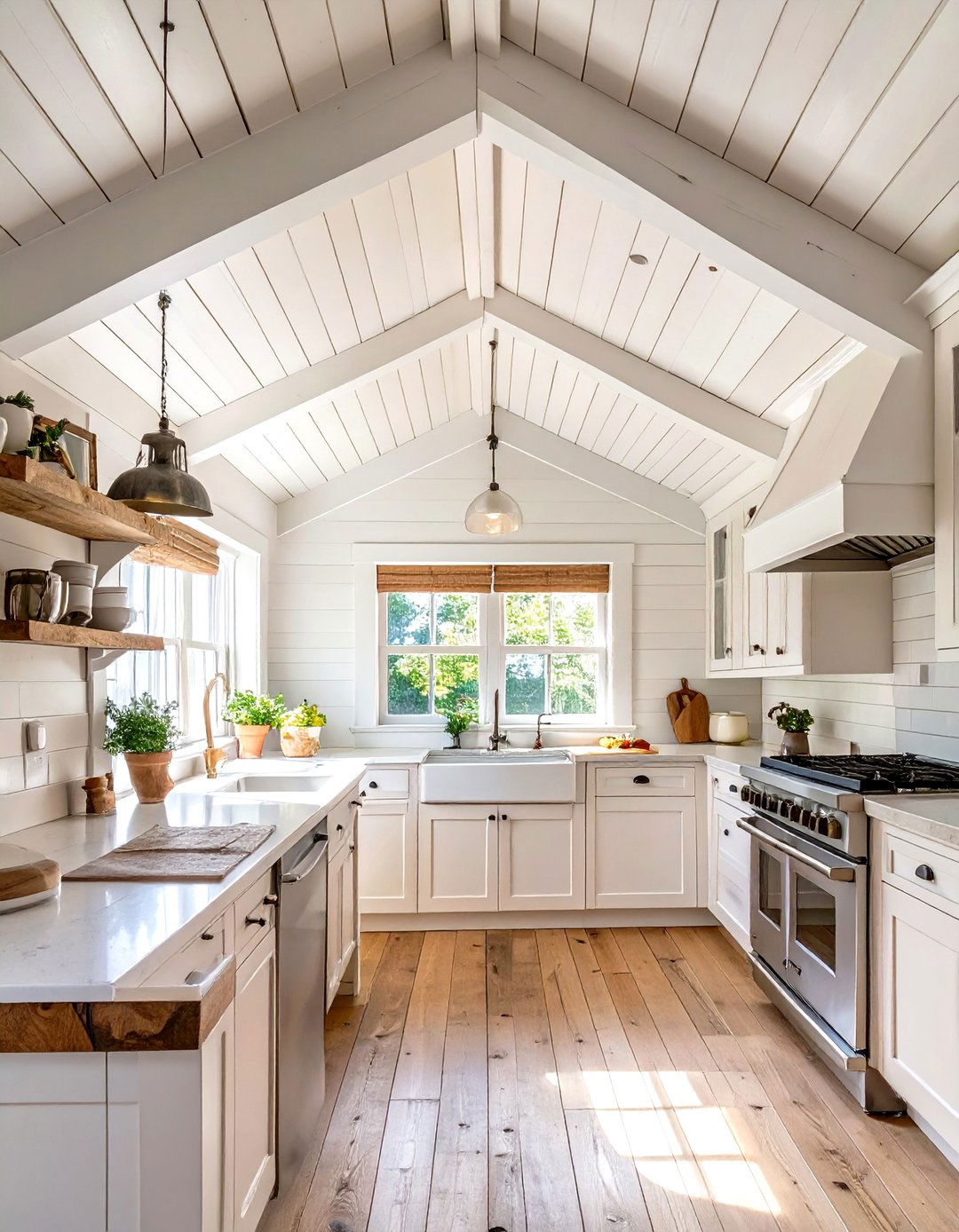 Tongue and Groove Ceiling Detail - 30 small coastal kitchen ideas