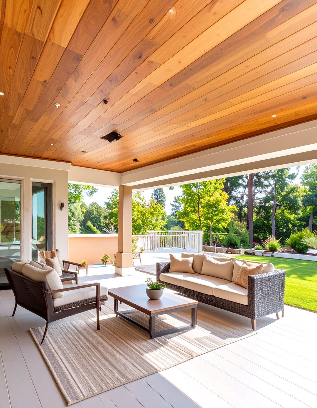 Tongue and Groove Wood Look Vinyl Ceiling - 30 waterproof under deck ceiling ideas