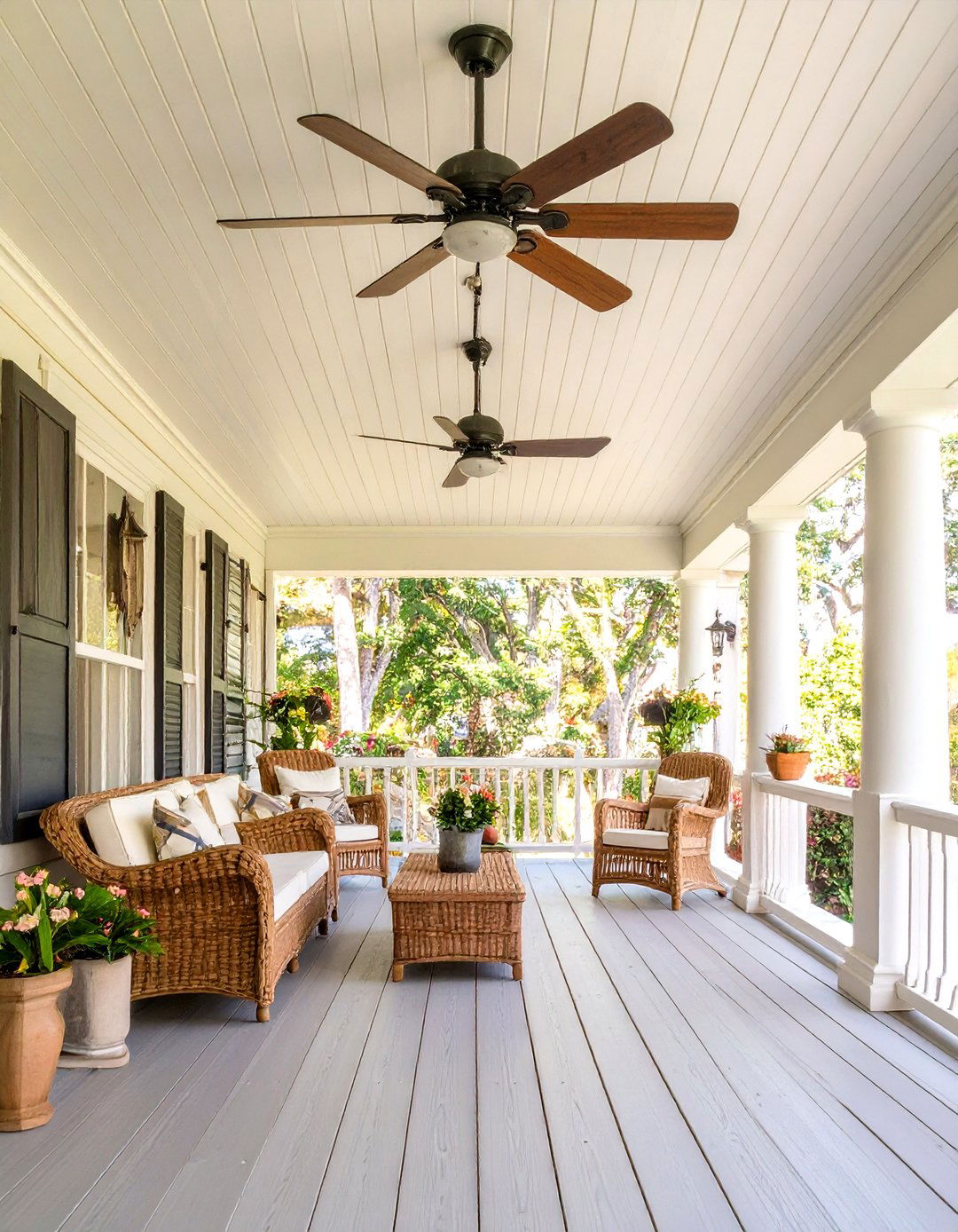 Tongue and Groove Wood Porch Ceiling - 30 wood front porch ideas