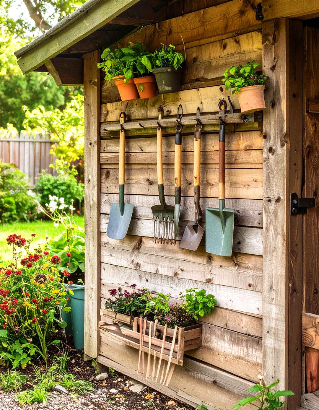 Tool Rack from an Old Rake Head - 30 simple garden ideas