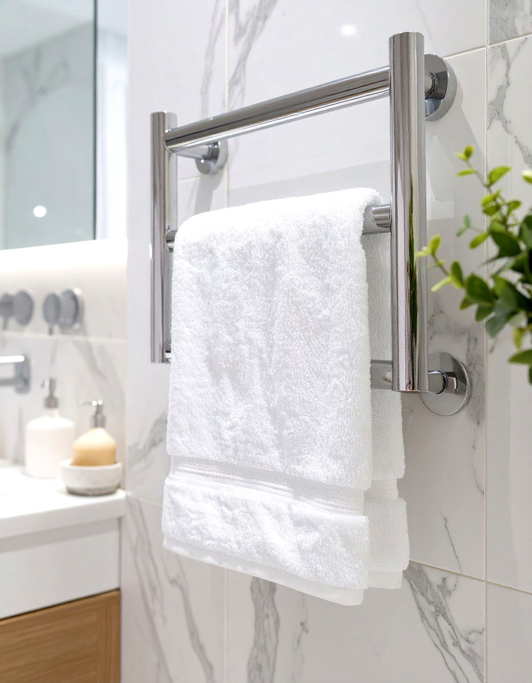Towel Warmer as a Functional Luxury - 30 small bathroom inspo ideas