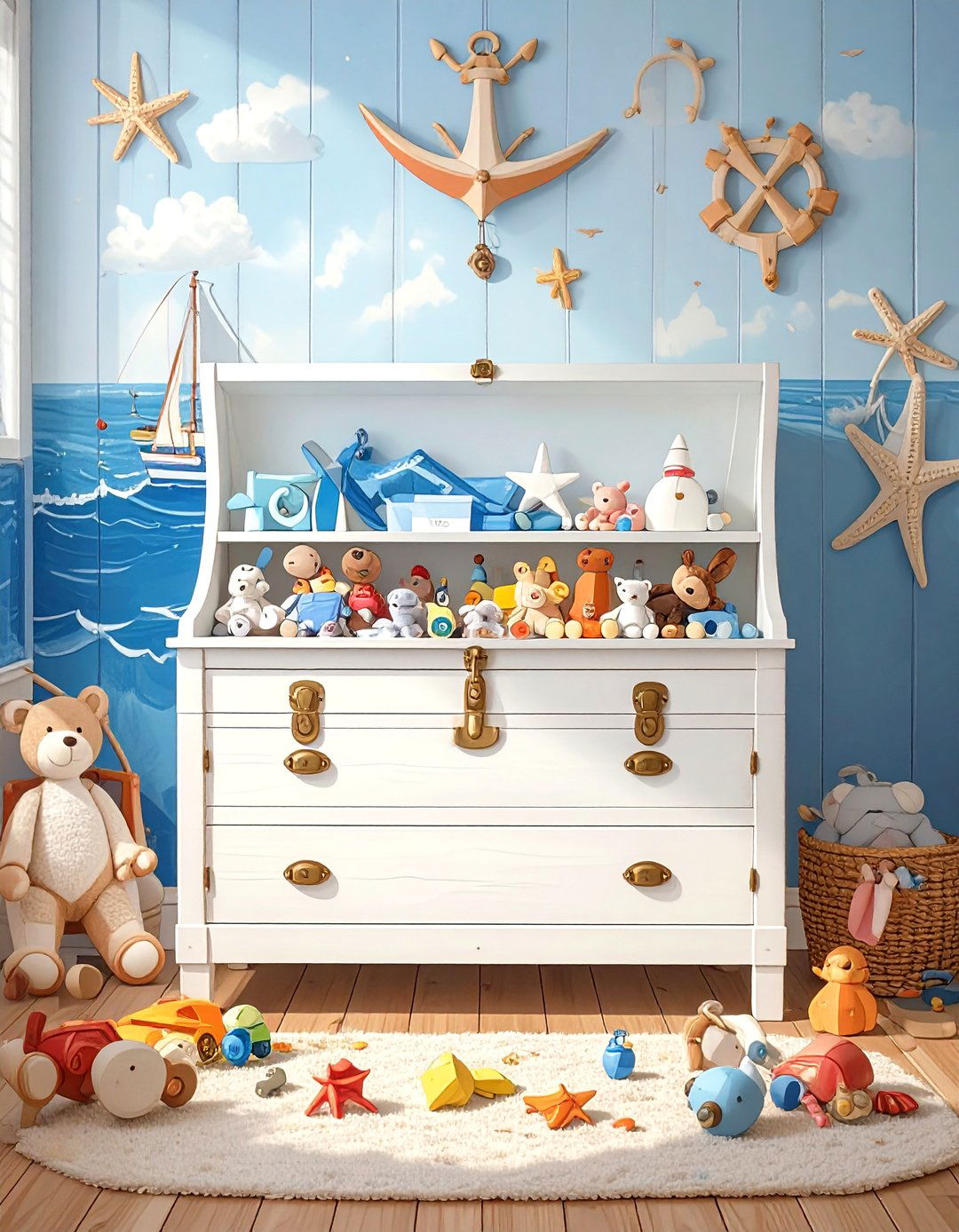 Toy Chest with Safety Hinges - 30 nursery storage ideas