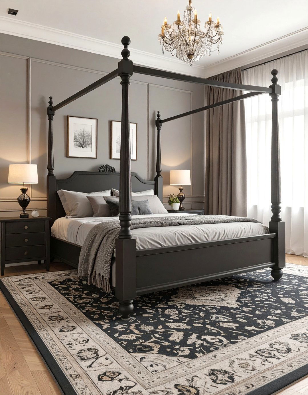 Traditional Bedroom with a Grey Twist - 30 black and grey bedroom ideas