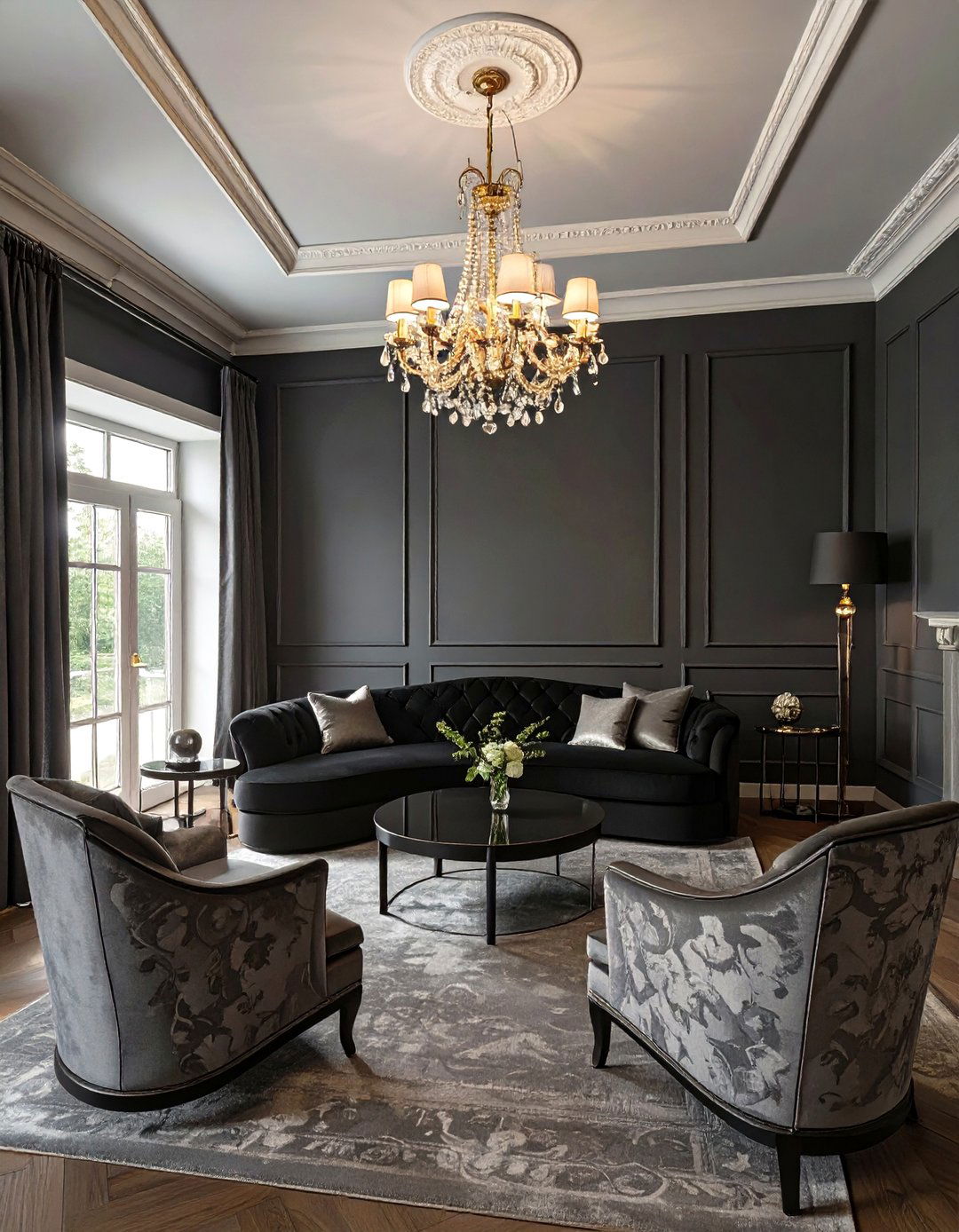 Traditional Black and Grey Living Room - 30 black and grey living room ideas