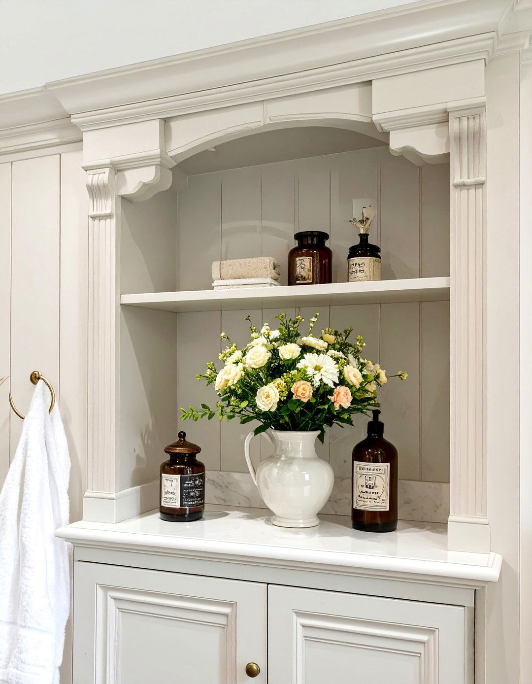 Traditional Crown Molding Bathroom Shelves - 30 bathroom shelving ideas