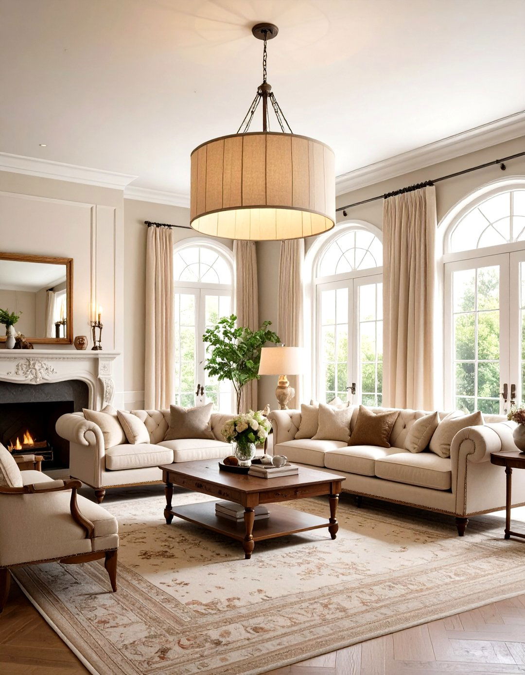 Traditional Drum Shade living room ceiling lighting - 30 living room ceiling lighting ideas