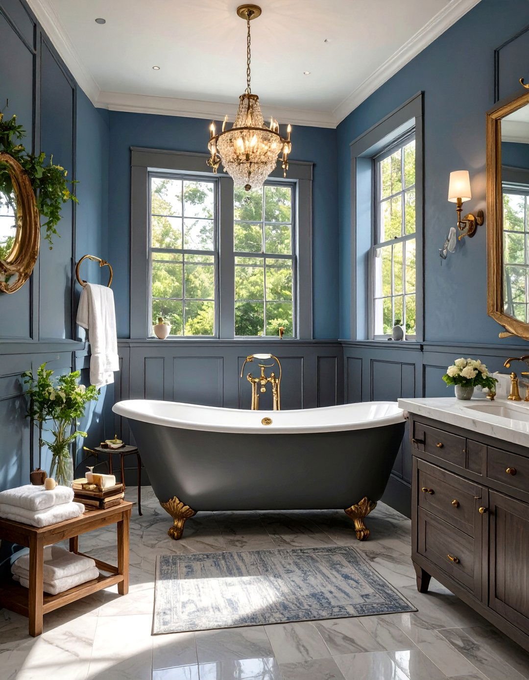Traditional Elegance with Wedgwood Blue and Charcoal Gray - 30 blue and gray bathroom ideas