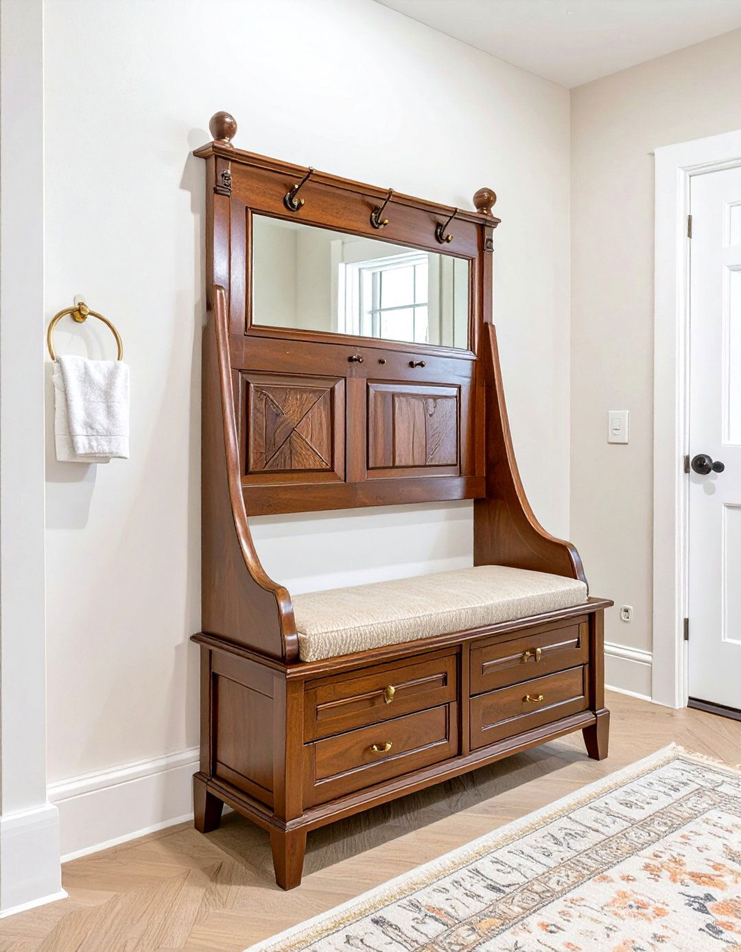 Traditional Entryway Hall Tree Bench - 30 mudroom bench ideas