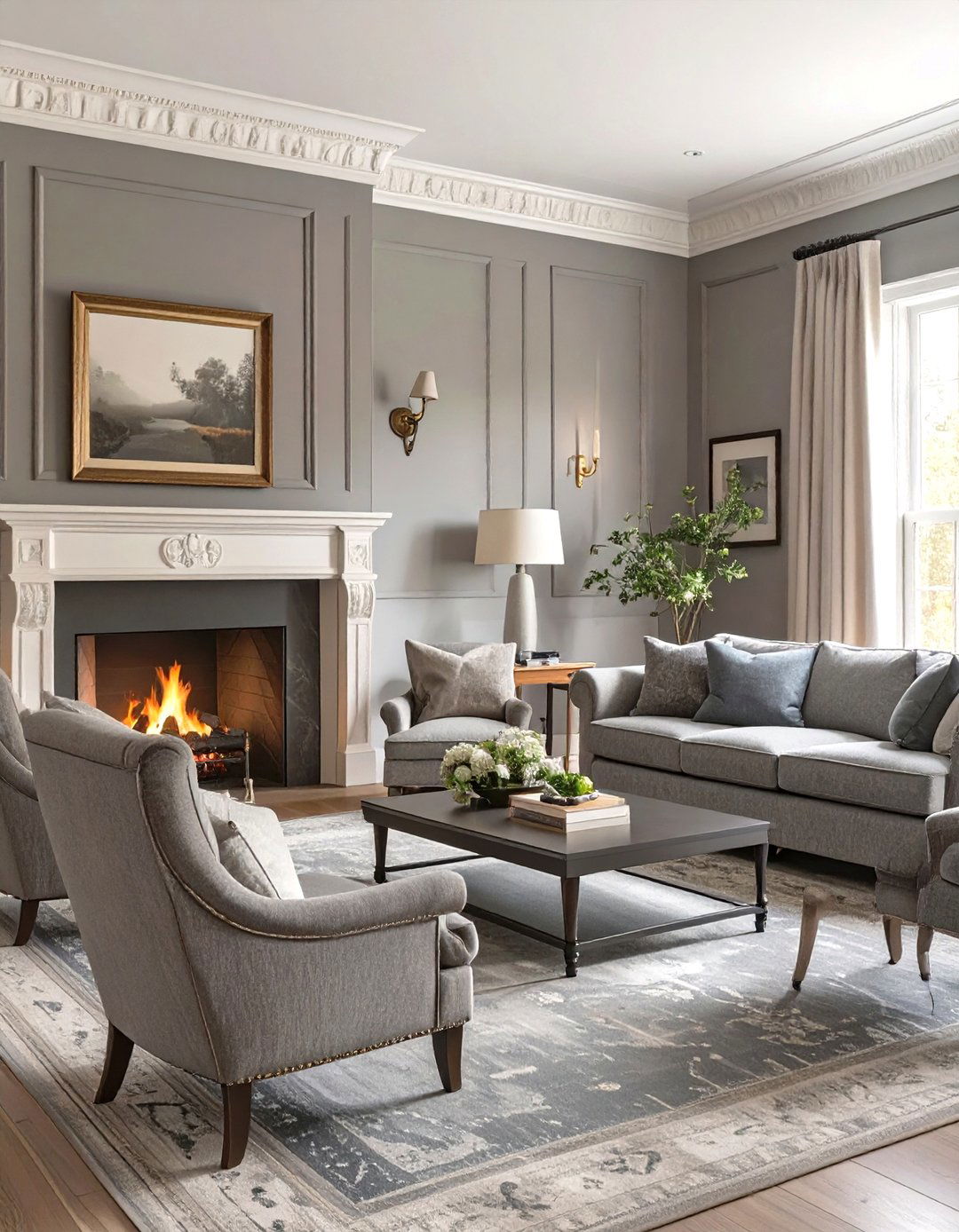 Traditional Gray Living Room with Classic Details - 30 gray living room ideas